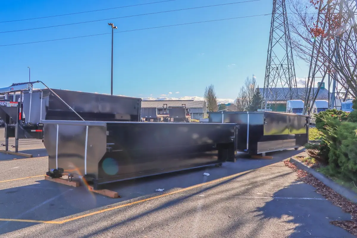 Roll-off dumpster ready for waste disposal at job site for 8 Yard Dumpster Rental in Wilton